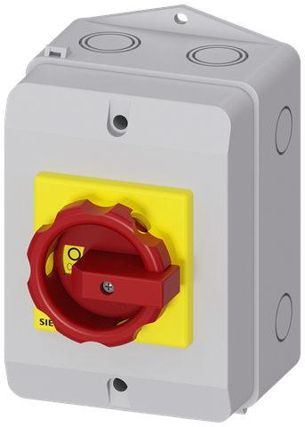 E-STOP SW w/ENCL 4P+PE 25A R/Y