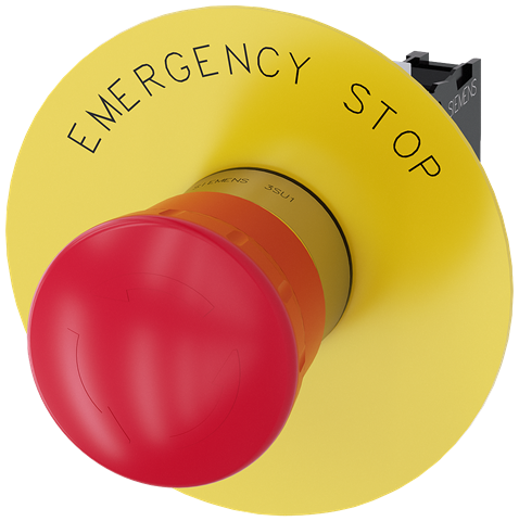 E-STOP P/B ø22M 1NC ø40 RD ROT LABEL SCR