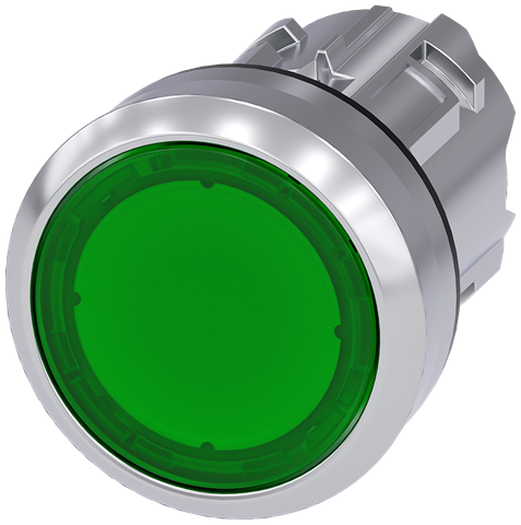 P/BUTTON ø22M FLAT ILLUM GN