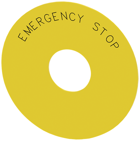 LABEL PLATE ø75ø23 SELF-ADH YE - E-STOP